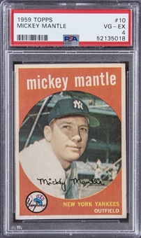 1959 Topps #10 Mickey Mantle Card - PSA VG-EX 4